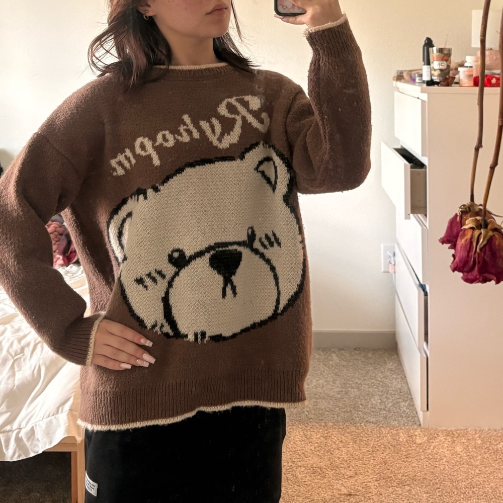 Brown Bear Graphic Sweater